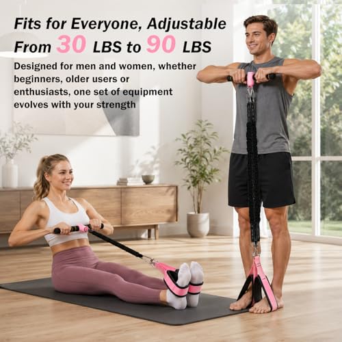 Pedal Resistance Bands with Handles, 3 Heavy Tube Adjustable Exercise Bands