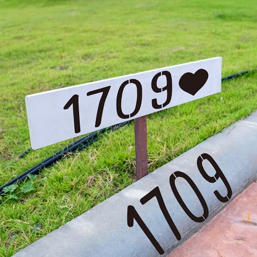 7 Inch Symbol and Numbers Stencils, Reusable Templates Interlocking 0-9 Address Number Stencil Kit for Painting Numbers on Recycling Bin, Wall, Mailbox, Sign, Patio, DIY Art Craft Projects - size: 7 inch