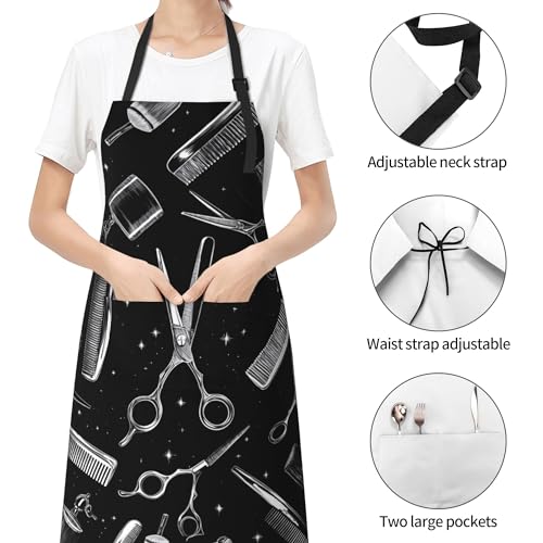 Art Apron with Pocket for Women Men | Kitchen Aprons Chef Apron for Cooking Baking BBQ Painting Gardening - color: Hairstylist