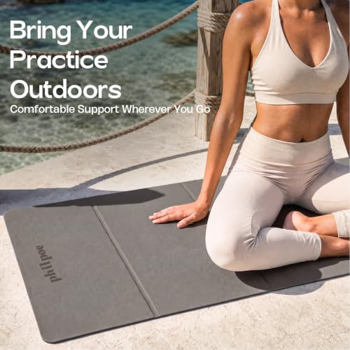 Foldable Yoga Mat, 70''x24''x0.24''(6mm)Non-slip POE Exercise Mat - color: Deep Coffee