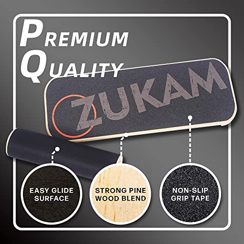 Balance Board Trainer, Wooden Balancing Board with Workout Guide to Exercise and Build Core Stability, Wobble Board for Skateboard, Hockey, Snowboard & Surf Training - color: Black