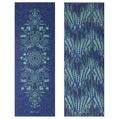 Gaiam Yoga Mat - Premium 6mm Print Reversible Extra Thick Non Slip Exercise & Fitness Mat for All Types of Yoga, Pilates & Floor Workouts (68" x 24" x 6mm Thick) - color: Divine Impressionist