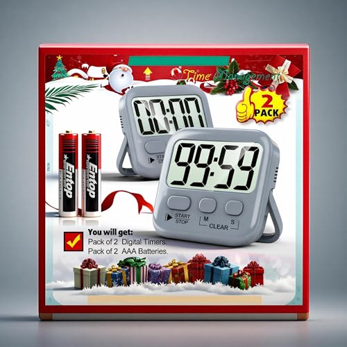 Antonki 2 Pack Digital Timer for Kids Classroom Kitchen Timers for Cooking | w/ Battery, Easy to View, Alarm, Mute Mode, Count Down/Up, Magnetic, Kickstand, Hanging, Classroom Timer for Teacher Supplies - color: Space Grey
