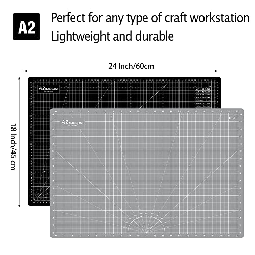 HEADLEY TOOLS 18" x 24" Thickened Self Healing Cutting Mat, A2 Rotary Cutting Sewing Mat for Crafts, Double Sided 5-Ply Table Cutting Board for Fabric Quilting Leather Arts Hobby Project, Grey/Black - color: Grey/Black, size: 23.6"L x 17.7"W