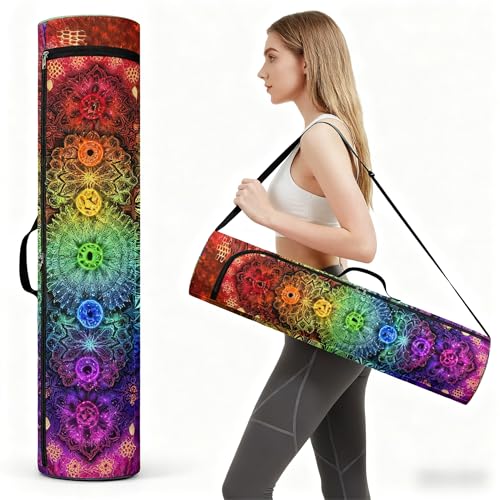 Spacious Extra Large Storage Yoga Mat Bag | Huge Capacity Mandala Gym Tote - Waterproof Wear-Resistant Carrier Strap Pilates - color: Splendid celestial river