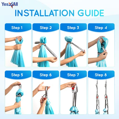 Yes4All Aerial Yoga Hammock 5.5 Yards, 198 Inches Height Aerial Silks, Yoga Trapeze Increasing Strength, Flexibility and Balance - color: C. Sea Glass Blue