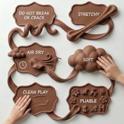 BOHS Foam Clay, Brown Air Dry Modeling Clay, 1.1 lb | Soft, lightweight; crack-free finish; EVA and polystyrene foam details; cosplay props, figurines, fake bakes and slime making - color: Brown, size: 500 g