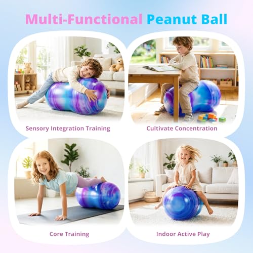 18''/20'' Peanut Ball for Kids & Adults, Anti-Burst Exercise Ball - color: Blue-purple, size: 18''(45cm*90cm)