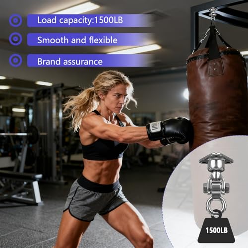 1500 LBS Heavy Duty Swing Hanger | 304 Stainless Steel Swivel Hanging Hardware with Oval Hooks | for Porch Swing, Hammock, Punching Bag, Playground,Hanging Chair (3 holes-360°+180°) - size: 3 holes-360°+180°