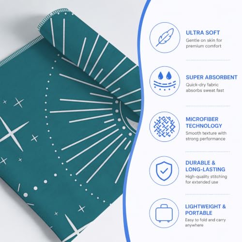 Yoga Mat Towel, Hot Yoga Non Slip with 4 Corner Pockets, 70 x 26 in | Soft Absorbent Microfiber With Four Corner Pockets, Fits Over Yoga Mats For Hot Yoga, Pilates, Gym, And Travel - color: Cyan-blue Sun-01, size: Small