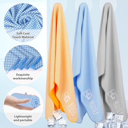 BOGI Cooling Towels for Neck and Face, Soft Breathable Cool Towel for Instant Cooling Stay Cool for Yoga, Sport, Gym, Camping, Running & More Activities - color: 6 Pack-blue+green+grey+nblue+pink+purple, size: 40.00" x 12.00"