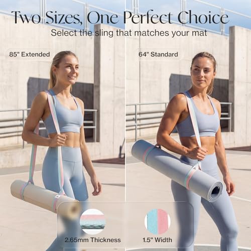 Tumaz Yoga Mat Strap Adjustable Carrier for All Yoga Mats, 2 Sizes - color: 14. Turquoise, size: 64 IN