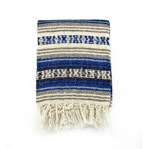 Mexican Blanket Serape colors royal blue, black & white
