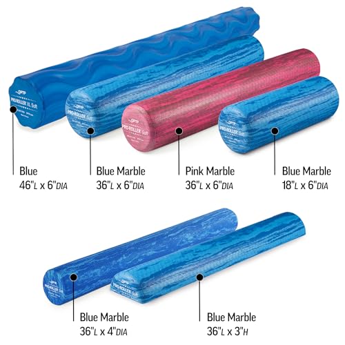 OPTP PRO-Roller Soft Density Foam Roller – Half-Round, Blue, 36"L x 3"H | Low density soft foam roller for physical therapy, Pilates, yoga foam roll exercises, and muscle recovery, Half-round - color: Blue 36" X 6" X 3" Half-round
