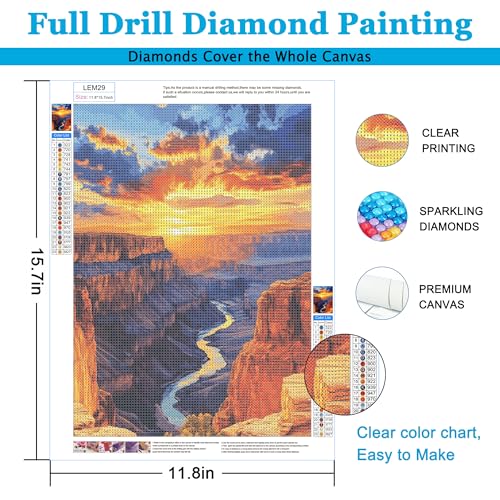 LELEMON Diamond Art Kits for Adults,Diamond Painting Kits for Adults | Grand Canyon National Park 5d Diamond Painting Kit with Diamond Art Accessories for Home Wall Decor 12 x 16inch - color: Grand Canyon National Park