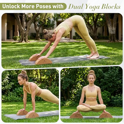 Cork Yoga Blocks, Half Moon Cork Foot & Calf Stretcher for Plantar Fasciitis Relief, Ankle & Foot Mobility Trainer, Pilates Yoga Balance Block for Stability, Stretching & Recovery