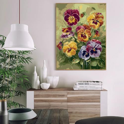 VIGEGU Flowers Paint by Numbers Kit for Adults Beginner 16x20 Inch | Easy Adult Paint by Number Kits on Canvas DIY Painting for Beginners Art by Numbers for Home Wall Decor - color: MT6177
