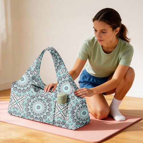Yoga Mat Bag for Women Men Large Yoga Bag Travel - color: White