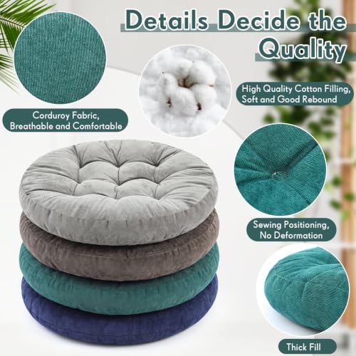 Jerify Dark Green 4 Pcs Large Floor Pillow Cushion,Round 22 x 22 | Round Square Flexible Seating Floor Meditation Pillow for Classroom Adult Picnic Party Learning Daycare School Reading Corner - color: Dark Green, size: Round 22 x 22