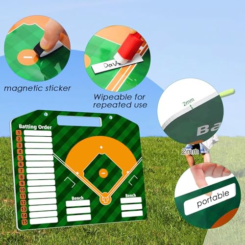 Magnetic Baseball Lineup Board for Coach | Baseball Lineup Board for Dugout | Baseball Clipboard for Coaches | Baseball Dry Erase Coaching Board | Double-Sided Coaches Whiteboard - color: Baseball Coach Board