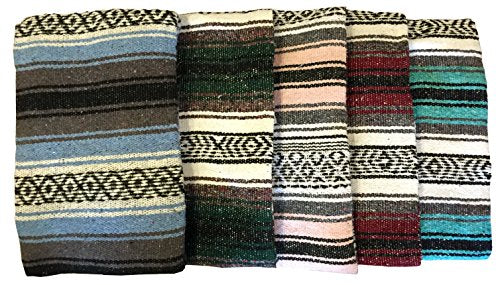 Prickly Octopus Large Hand Woven Mexican Blanket - Serape Blanket - Mexican Yoga Blanket - Assorted Colors (6'X4')