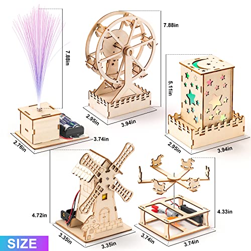 5 Individual STEM Science Kits for Kids, Wood Arts and Craft Kits 8-12 | STEM Toys for Boys Girls Age 8-13 8 10 12 14 Birthday Gift Idea, 3D Puzzles Building Engineering Model Set