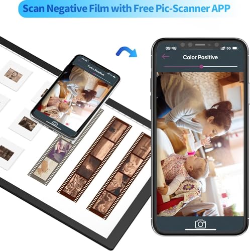 Slide & Negative Viewer Light Box with 4 Magnets, A4 Ultra-Thin LED Light Pad for Smartphone Scanning, 3 Level Dimmable Backlight to Digitize Old Slide, Film Negative & Photos, USB Powered