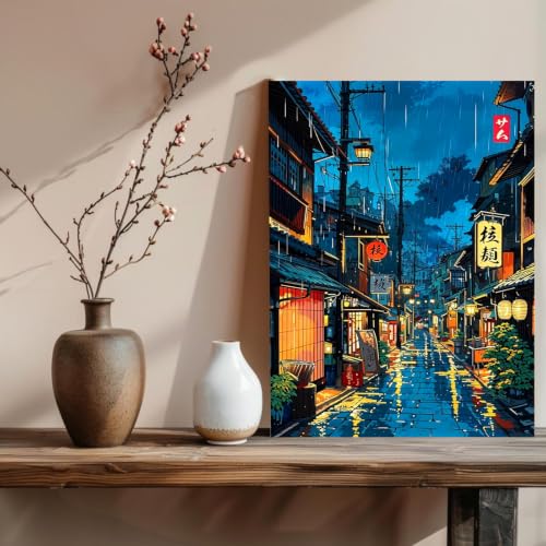 xcemhil Japanese Tokyo Paint by Numbers Kit for Adults Beginner, Paint by Numbers for Adult, Acrylic Paint by Number Kits Suitable for Home Wall Art Decor Gifts 16x20 Inch - color: 21-Japan, size: 16*20