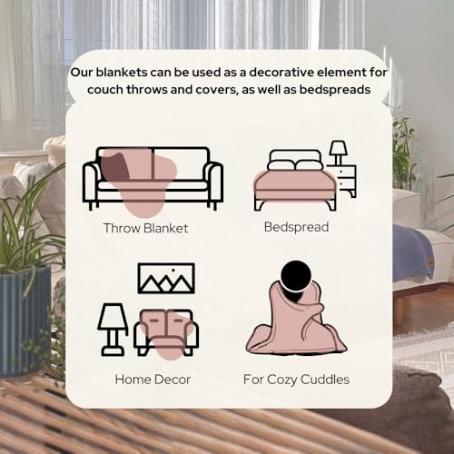 Dalisa 100% Organic Turkish Cotton Throw Blanket - GOTS Certified, Cozy - Perfect for Couch, Bed, and Home Decor - Boho Vintage Knit Alina (Pink, 60x80) - color: Pink, size: 60x80