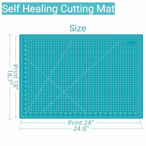 18"x24" Self Healing Cutting Mat, Sewing Mat for Crafts, Double Sided 5-Ply Table Cutting Board for Fabric Quilting Leather Modeling Hobby Project, Turquoise - color: Turquoise, size: 24.8"L x 18.7"W