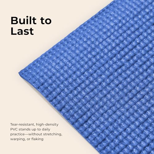 Sunny Health & Fitness Exercise Yoga Mats - Non-Slip Support for Home & Gym | Supportive Comfort, Non-Slip, Durable & Portable, Yoga, Pilates, Meditation, Stretching, Floor Workouts, Multi-Size - color: Classic Blue