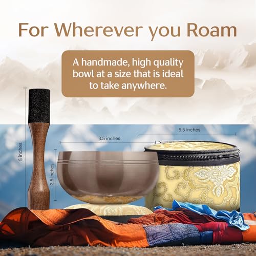 Silent Mind Tibetan Singing Bowl Set – Easy to Play & Beginner Friendly Meditation Bowl with Cushion, Mallet & Case | Stress Relief & Mindfulness | Gift-Ready