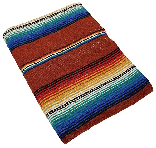 New Blanket Throw Sarape Bed Cover Terracota Mexico Beach Yoga Mat Travel 5'x7'