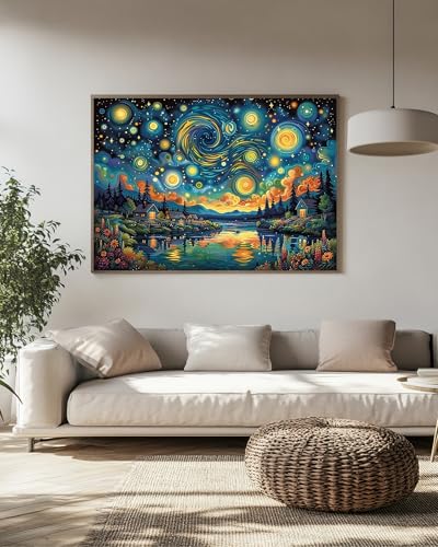 Starry Night Diamond Art Kits for Adults, Crafts 5D Diamond Painting Dot Kit for Adult Beginners, Landscape Van Gogh DIY Round Dots Full Drill Diamonds Paintings for Home Wall Decor Gifts 12X16 Inch - color: C04