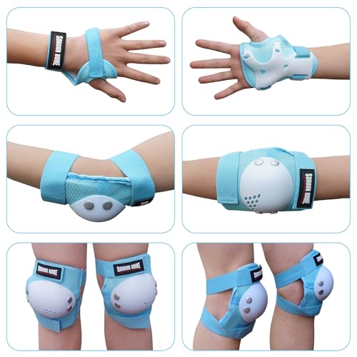 Kids/Youth Knee Pads Elbow Pads Wrist Guards 3 in1Protective Set, for 3-15 Years Child Roller Skates, Cycling, Inline Skating, Skateboard, BMX Bike, Balance Bike, Scooter Riding Sports - color: Blue/White, size: Small (3-7 years)