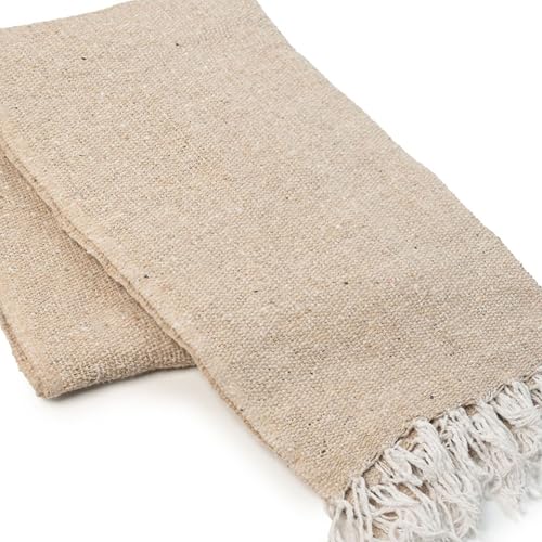 Cozumel Bulk Mexican Yoga Blanket, 10 Pack, Tan - color: Tan