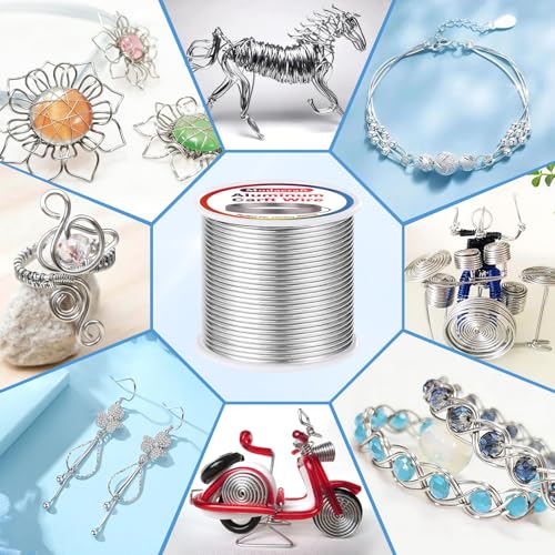 Modacraft 12 Gauge Aluminum Wire - 100 Ft Bendable Craft Wire with Cutter | 2mm Aluminum Wire Soft Craft Wire with Cutter for Sculpting, Jewelry Making, Doll Making, Bonsai Training & DIY - color: Silver, size: 12 Gauge
