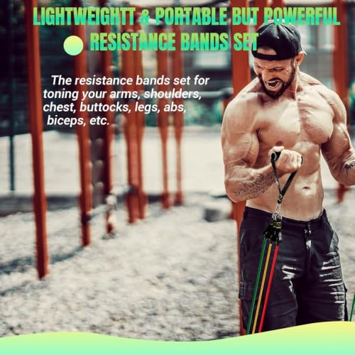 Resistance Bands with Handles for Women, 5 Level Exercise Bands - color: 10-150LBS-Colorful