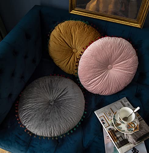 Round Throw Pillow Thickened Seat Cushion Sofa Cushion Meditation Pillow Living Room Window Balcony Decoration Pillow (15.7in, Grey) - color: Grey, size: 15.7in