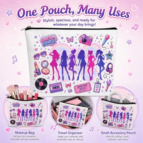 KATSEYE Merch Cosmetic Pouch for Women, Pop Girl Group Makeup Bag, Cute Fan Travel Organizer Bag, Canvas Toiletry Pouch for Concert and Daily Essentials (C)