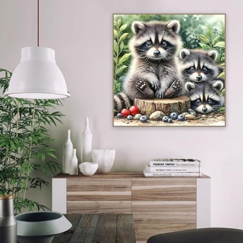 Paint by Numbers Kit for Adults,Raccoon DIY Paint by Number With Frame | Paint by Number for Beginner,Adult Paint by Number,HD Color Canvas,DIY Tool Kits,Stress Relief Craft,Great Gift,10X10 inch - color: MT6133