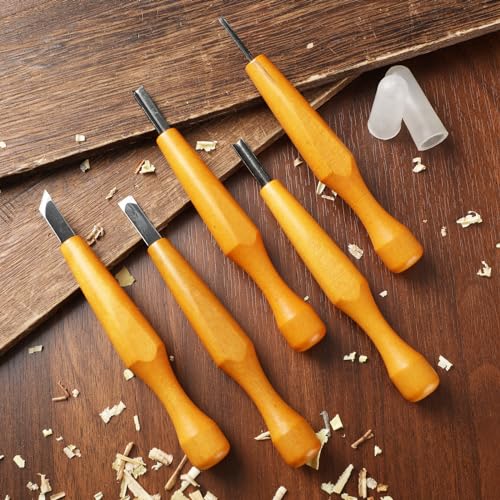 WILLBOND 5 Pcs Linoleum Carving Tool Set Wood Handle Linocut,Assemble | V Shaped Chisel for Printmaking, Triangular Grip, Rubber Stamp Making, Block Cutting Kit, Woodcarving Projects - style: Assemble