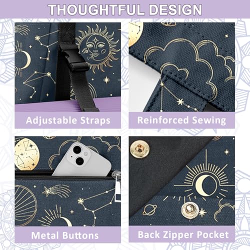 Yoga Bag for Women, Large Canvas Yoga Mat Tote Bag with Yoga Mat Carrier - color: Sun Moon