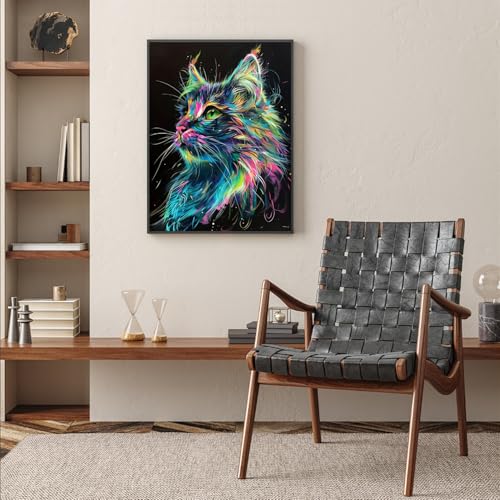 Xoaoes Cat Diamond Art Kits for Adults, Animals 5D Diamond Painting Kits | DIY Gem Painting, Crafts for Adults, Dimond Art Paintings Kit, Full Drill Diamond Dot for Home Wall Decor 12 X 16 Inch - color: CM037