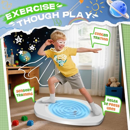 Balance Board Maze for Kids Sensory Training - 20" Wobble Board to Develop Coordination & Reduce Screen Time - 3 Difficulty Levels for More Fun - Maximum Load 130lbs - Meaningful Gift for Children