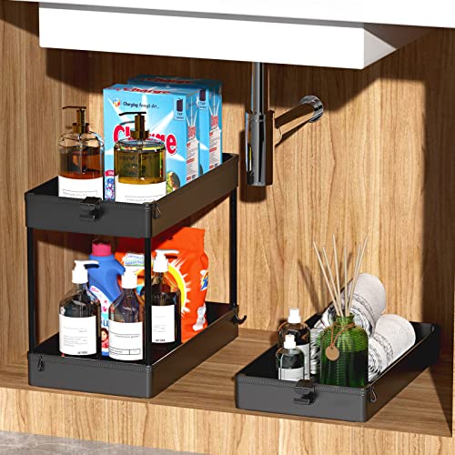 SPACEKEEPER 3 Tier Rolling Cart, Bathroom Cart Organizer with Wheels, Black | Mobile Storage Cart for Laundry Room Organization,Kitchen,Office,Bathroom, Utility Cart for Snack,Craft,Art,Makeup,Nail,Toys - color: Black, size: 3 Tier