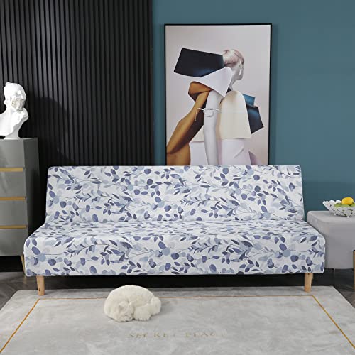 MIFXIN Stretch Armless Sofa Cover Futon Slipcover Elastic Spandex Folding Sofa Bed Non-Armrest Couch Cover Furniture Protector for Foldable Sofa Without Armrests (Floral A1) - color: Floral A1
