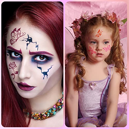 Chinco 24 Pieces Face Paint Stencils Face Body Tattoo Templates Painting Stencils for Kids Holiday Halloween Makeup Body Art Tattoos(Graceful Style) - color: Graceful Style