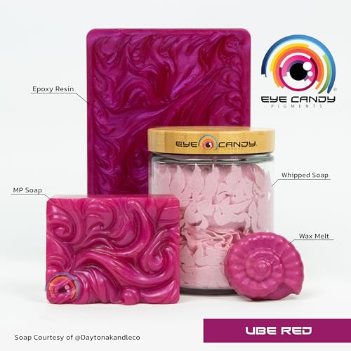 Eye Candy Pigments Premium Red Mica Powder - Ube Red (50gr) - for Epoxy, Resin, Soap, Paint, Woodworking, Acrylic Pouring, Bath Bombs, Fishing Lures - DIY Arts and Crafts Additive - color: Ube Red