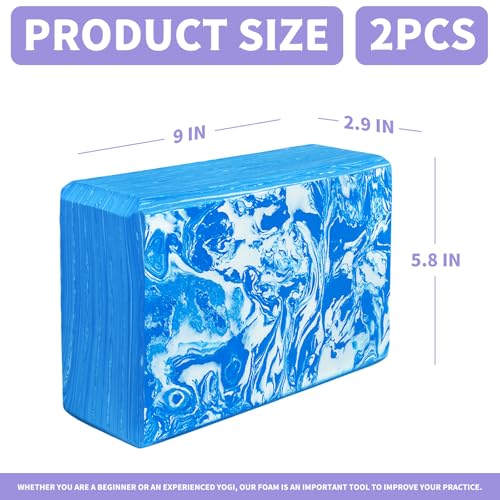 2-Pack Yoga Blocks, High-Density 9"x6"x3" Yoga Brick Foam Blocks Non-Slip EVA Foam Block Yoga Props Accessories for Yoga Pilates Stretching and Meditation - color: Camo Blue